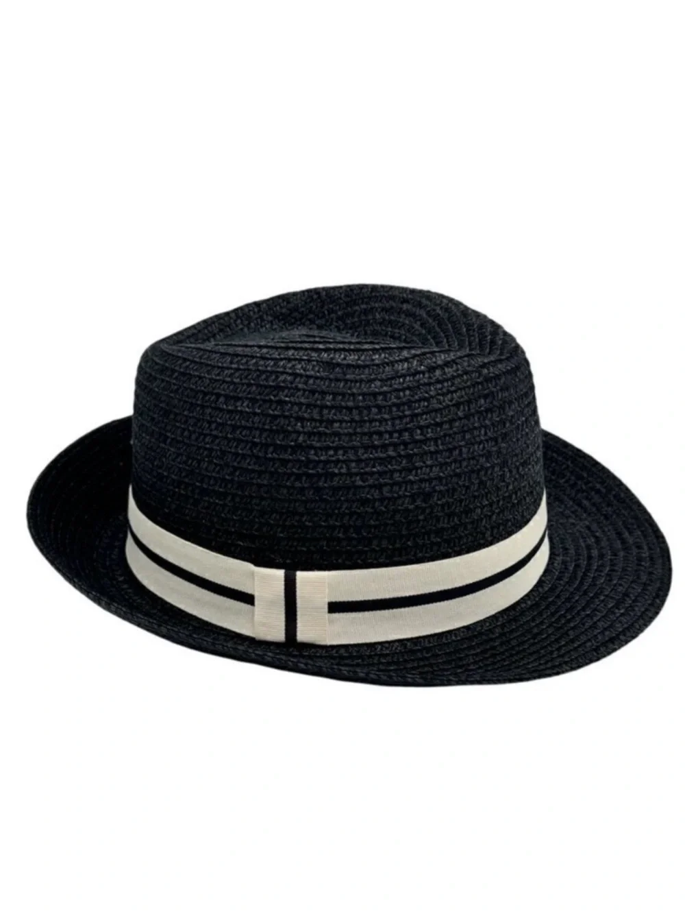NWT Magid Hats Fedora Hat Black Straw White Ribbon Panama